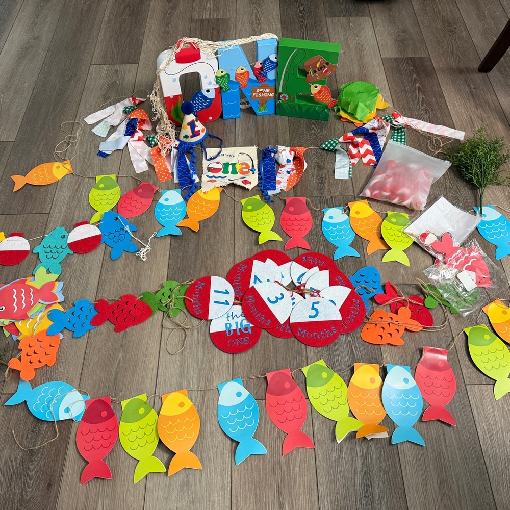 O’fish’ally One Colorful Fish Themed Party Decorations. 1st year decoration